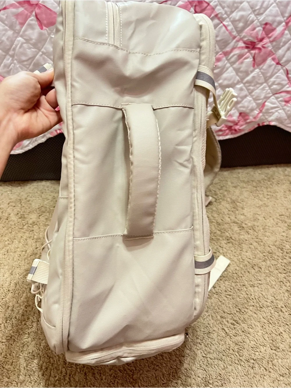 CLucI Beige Waterproof Travel Everyday Backpack with Optional Shoe Compartment